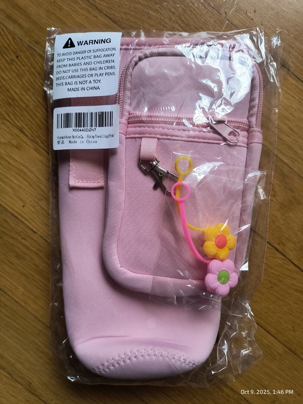 Water Bottle Carry Bag Sleeve Holder Crossbody Strap Phone Pocket Straw Cover